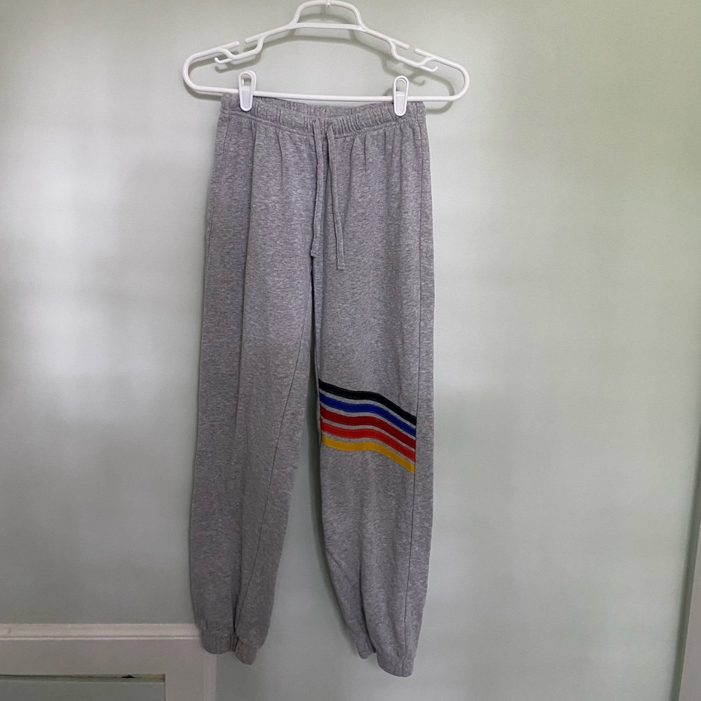 NO BOUNDARIES colorful striped sweatpants joggers